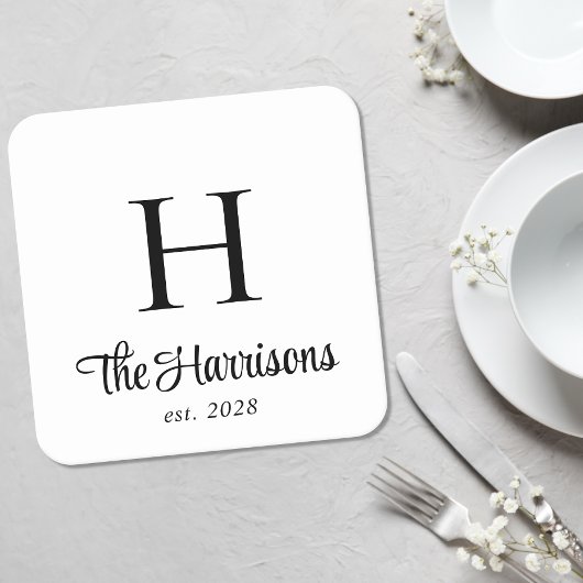 Moderne Script Monogram Kartonnen Onderzetters