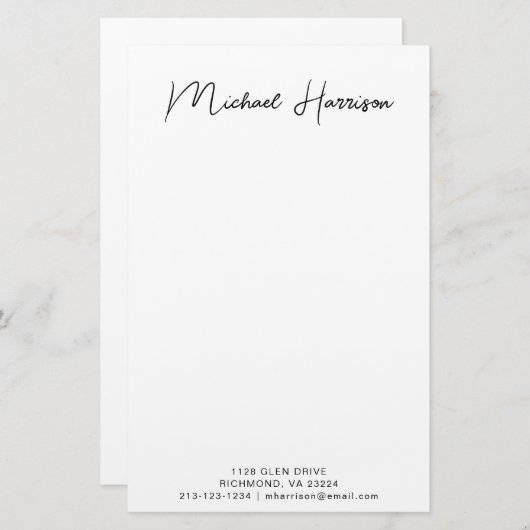 Moderne Script Monogram op maat Briefpapier (Voorkant / Achterkant)