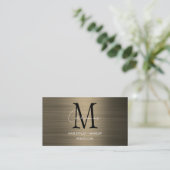 Moderne Script Monogram Sepia Visitekaartje (Staand voorkant)