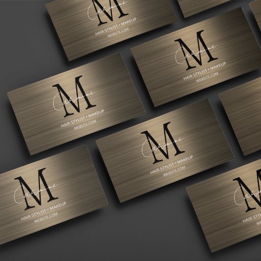 Moderne Script Monogram Sepia Visitekaartje