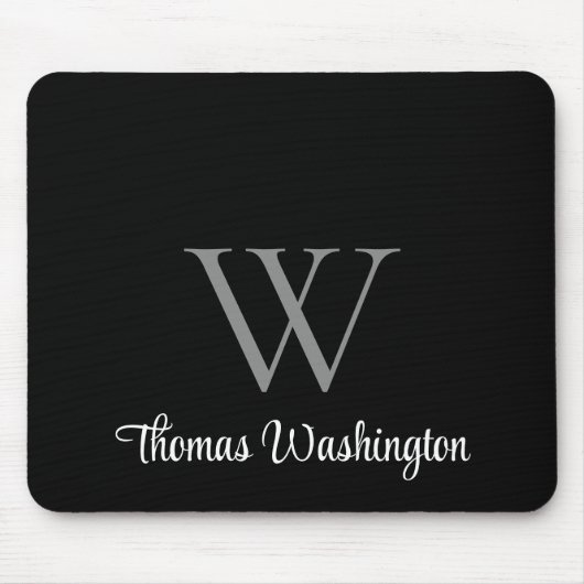 Moderne Script Monogram zwart Muismat (Voorkant)