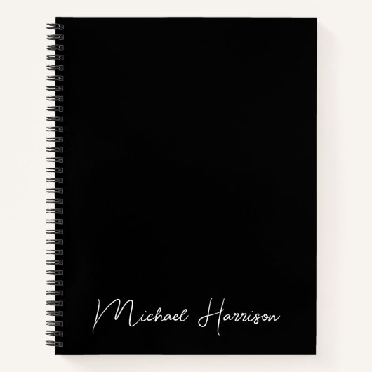 Moderne Script Monogram zwart Notitieboek (Voorkant)