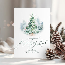 Moderne Script Mooiste Kerstboom Feestdagenkaart