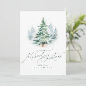 Moderne Script Mooiste Kerstboom Feestdagenkaart (Staand voorkant)