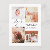Moderne script multi foto baby shower bedankt kaar briefkaart (Voorkant)