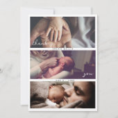 Moderne Script Multi Foto Collage Baby Shower Bedankkaart (Voorkant)