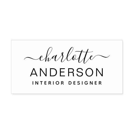 Moderne Script Naam Achternaam Monogram Zelfinktende Stempel (Design)