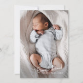 Moderne Script Naam Baby Foto Geboorte Aankondigin Kaart (Voorkant)