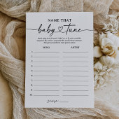 Moderne Script naam die Baby tunen Baby shower spe Kaart