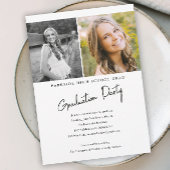 Moderne script naam foto afstudeer uitnodiging