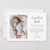 Moderne Script Naam Foto Baby Bedankkaart (Achterkant)