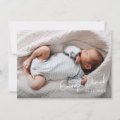 Moderne Script Naam Foto Baby Bedankkaart (Voorkant)