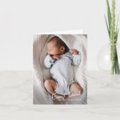Moderne Script Naam Foto Baby Bedankt Kaarten (Voorkant)
