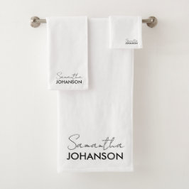 Moderne Script Naam | Minimalistisch Bedrijf Bad Handdoek