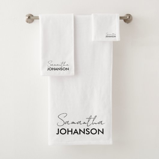 Moderne Script Naam | Minimalistisch Bedrijf Bad Handdoek (Insitu)