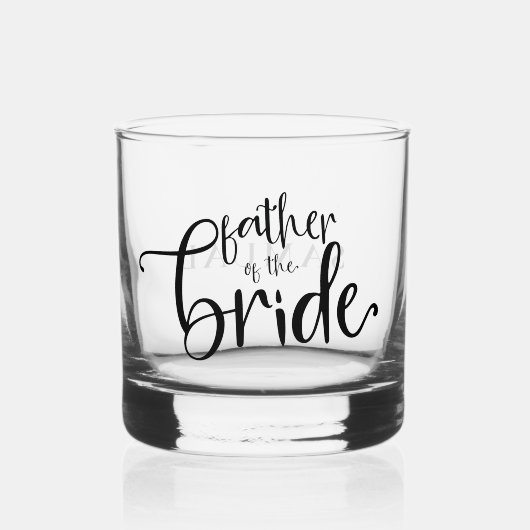 Moderne Script Naam Vader van de bruid Gift Whisky Glas (Voorkant)