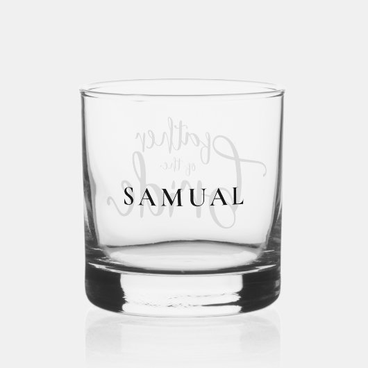 Moderne Script Naam Vader van de bruid Gift Whisky Glas (Achterkant)