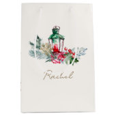 Moderne Script Naam Waterverf Prettig Kerstfeest Medium Cadeauzakje (Voorkant)