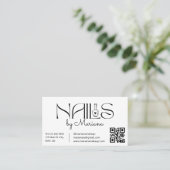 Moderne Script Nail Tech QR Code Salon Visitekaartje (Staand voorkant)