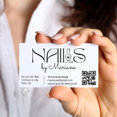 Moderne Script Nail Tech QR Code Salon Visitekaartje