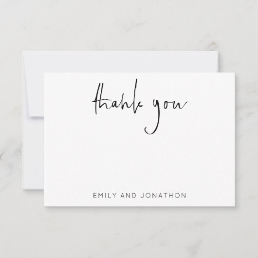 Moderne Script Name 5 Photos Wedding Bedankt Notitiekaartje (Voorkant)