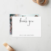 Moderne Script Name 5 Photos Wedding Bedankt Notitiekaartje (Voorkant / Achterkant in situ)