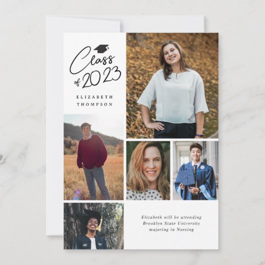 Moderne Script Name Class 6 Photo Afstuderen A Aankondiging (Achterkant)