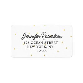 Moderne Script Name White & Gold Stippen Address Etiket