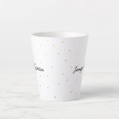 Moderne Script Name White & Gold Stippen Latte Mok (Voorkant)