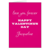 Moderne Script Namen Hot Pink Valentijnsdag Kaart (Voorkant)