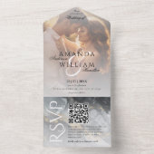 Moderne Script Namen QR Code Foto Bruiloft All In One Uitnodiging (Binnen)