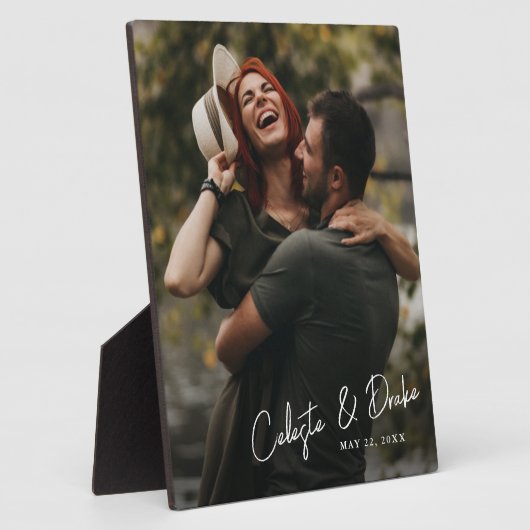 Moderne Script Names koppelen foto bruiloft Fotoplaat (Zijkant)