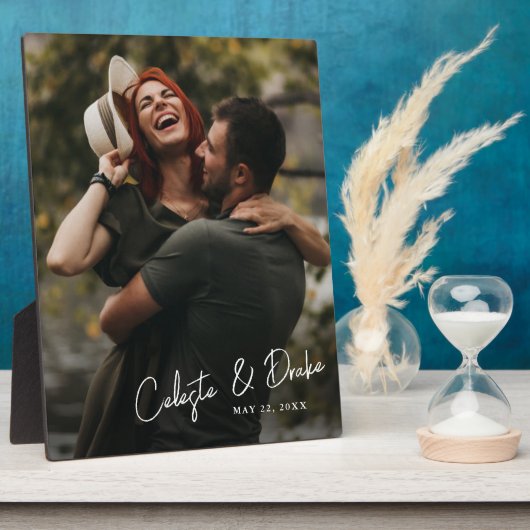 Moderne Script Names koppelen foto bruiloft Fotoplaat (Zijkant)