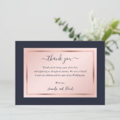 Moderne Script Navy Blauwe Blush Roze Goud Bedankkaart (Staand voorkant)