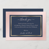 Moderne Script Navy Blue Blush Gold Hartelijk dank Bedankkaart (Voorkant / Achterkant)