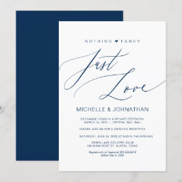 Moderne Script Navy Trouw Elopement Ontvangst Kaart