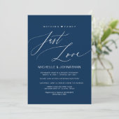 Moderne Script Navy Trouw Elopement Ontvangst Kaart (Staand voorkant)