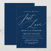 Moderne Script Navy Trouw Elopement Ontvangst Kaart (Voorkant / Achterkant)