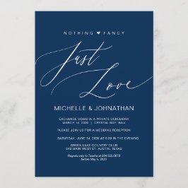 Moderne Script Navy Trouw Elopement Ontvangst Kaart