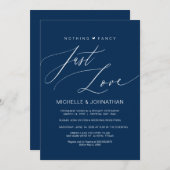 Moderne Script Navy Trouwdag Ontvangst Kaart (Voorkant / Achterkant)