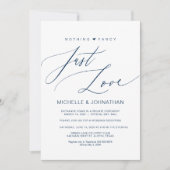 Moderne script Navy trouwdagontvluchting receptie Kaart (Voorkant)