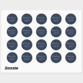 Moderne script Navyblauw en Blush Bedankt Ronde Sticker (Vel)