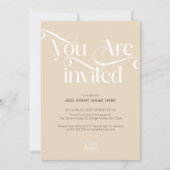 Moderne script neutrale beige zakelijke evenement kaart (Voorkant)