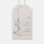 Moderne script neutrale doop dank je favor cadeaulabel (Voorkant)