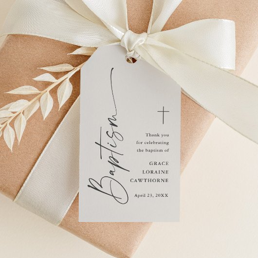 Moderne script neutrale doop dank je favor cadeaulabel