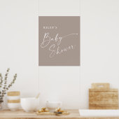 Moderne script neutrale elegante baby shower poster (Keuken)