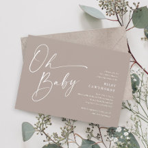 Moderne script neutrale Oh Baby Shower