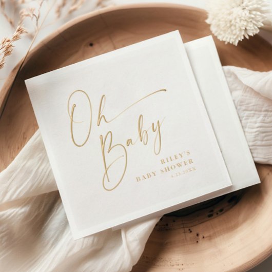 Moderne Script Oh Baby Shower Folie Servetten