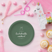 Moderne Script Olijfgroene Coquette Bachelorette Papieren Bordje (Feest)