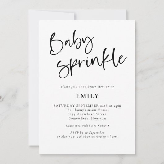 Moderne script om het even welke kleur Baby sprink Kaart (Voorkant)